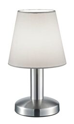 Trio Leuchten Table Lamp Mats II 599700101, Metal Nickel Matte, Fabric Lampshade White, 1x E14, On/Off Touch
