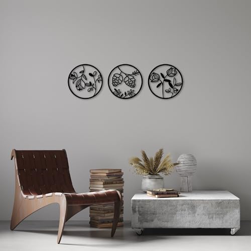 Stylish Black Decorative Metal Wall Accessory, 30 cm Diameter, 100% Metal (1.5 mm Thick), Perfect for Modern Home Decor & Accent Walls