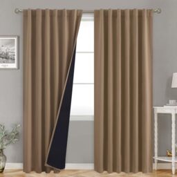 BGment Thermal Insulated Taupe 100% Blackout Curtains 84 Inches Long with Liner, Rod Pocket and Back Tab Double Layer Room Darkening Noise Cancelling Curtains for Bedroom (52 x 84 Inch, 2 Panels)