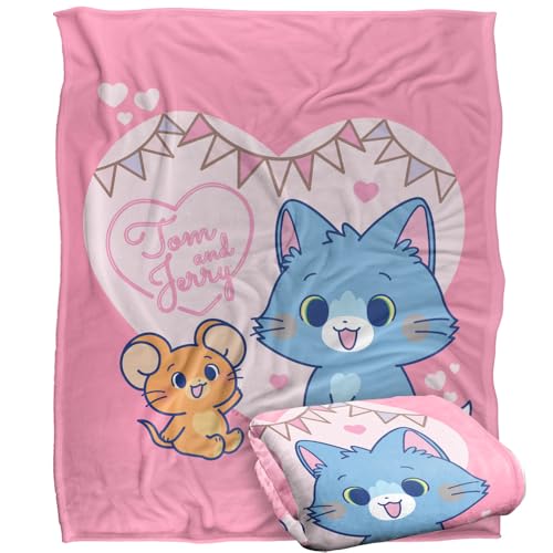 Tom And Jerry Gokko Heart Silky Touch Super Soft Throw Blanket 152 X 127 Cm