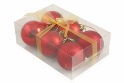 Galileo Casa 2411397 Christmas Baubles, Red, Plastic, 6 x 6 x 0.1 cm