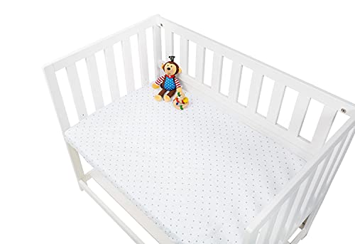 Pinolino 540024-7D Fitted Sheets for Cradle, Cot and Pushchair in Double Pack 'Stars' Jersey, Plain, White/Pink