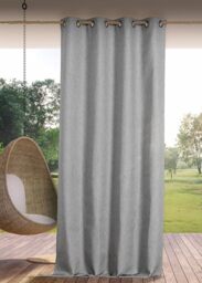 Linder Waterproof Outdoor Curtain – Woven and Dyed in France – Antioxidant Gun Barrel Eyelet Finish – Heather Granite Colour – Dimensions 140 x 265 cm – 100% Polypropylene – Rooftop Collection