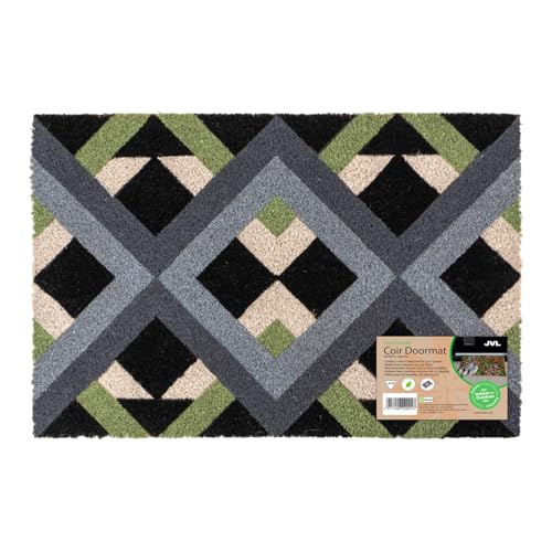 JVL Eco-Friendly Latex Backed Coir Entrance Doormat, 40x60cm - Geo