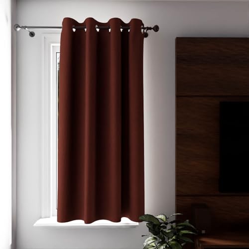 Soleil d'ocre, 100% Blackout Eyelet Curtain 135 x 180 cm Brick Red
