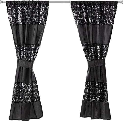 "Zahari Home Sinatra Window Curtain Stylish Bathroom Window Curtain,36"" x 54"" Each, Set of 2, Black"