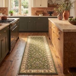 SAFAVIEH Traditional Rug for Living Room, Dining Room, Bedroom - Lyndhurst Collection, Short Pile, in Sage and Ivory, 80 x 180 cm