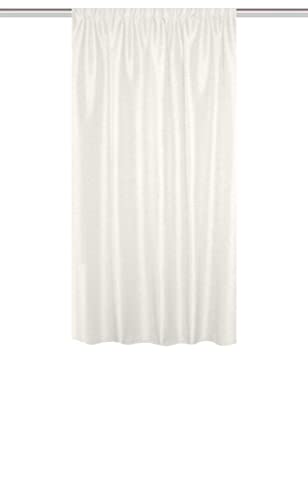 HOMEbasics 085960-0910 Thermal Curtain with Combination Band 145 x 135 cm Polyester Wool White