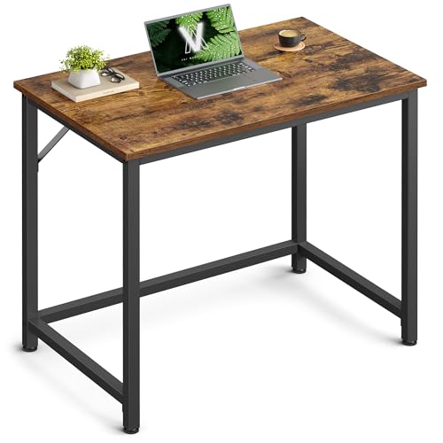 VASAGLE Office Desk Table Workstation 80 x 50 x 75 cm for Office Living Room Bedroom Simple Assembly Metal Industrial Style Rustic Brown Black LWD038B01