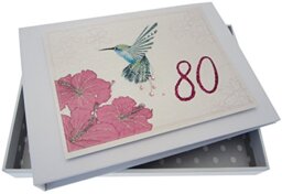 White Cotton Cards Tiny Humming Bird Handmade 80th Birthday Photo Album, White