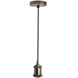 Green Brass Pendant Light E27 – Vintage Adjustable Hanging Ceiling Lamp