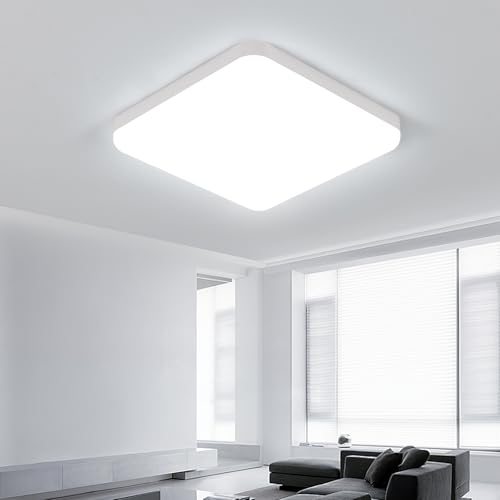 Comely LED Ceiling Light 25 cm, 32 W Cool White, IP54 Waterproof, Square, Flat LED Ceiling Light for Bathroom, Kitchen, Balcony, Hallway, Bedroom