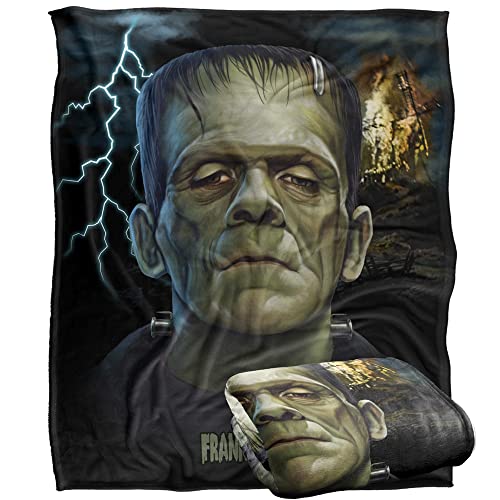 Universal Monsters Blanket, 152 x 127 cm Frankenstein Head Silky Touch Super Soft Throw Blanket