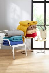 Toison d'or Plain Polyester Teddy Fleece Blanket, 220 cm x 240 cm Size, Steel