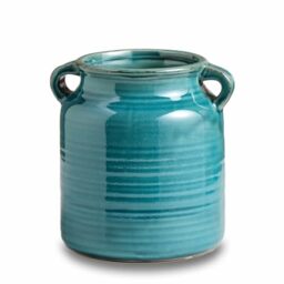 Ceramic Rustic Distressed Green Flower Vase for Centerpieces, Kitchen, Office or Living Room (5.9''x6.3'')