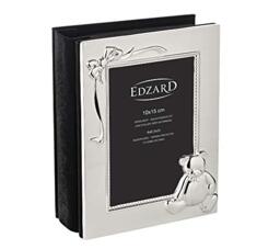 EDZARD Album Bim, children's photo album for 3,9 x 5,9 in photos, silver plated and tarnish protected, with bear decoration