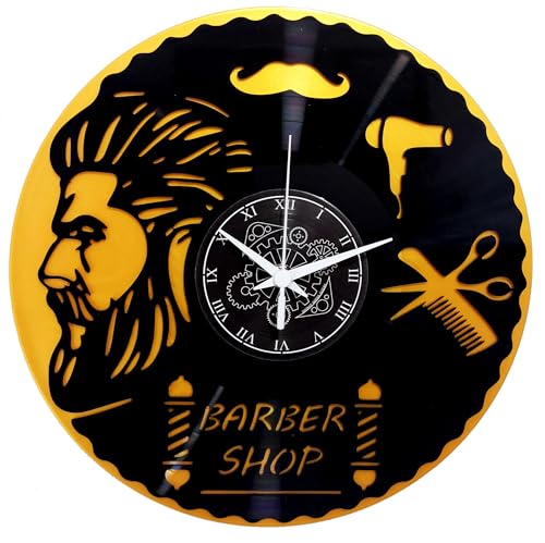 Instant Karma Clocks - Wall Clock - Barber Shop - Hair Salon - Hairdresser Stylist (Black And Gold B3)