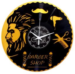 Instant Karma Clocks - Wall Clock - Barber Shop - Hair Salon - Hairdresser Stylist (Black And Gold B3)