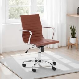 Julian Bowen Gio Brown & Chrome Office Chair - H98 x W56 x D58cm