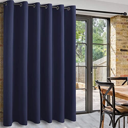 DWCN Total Privacy Room Divider Blackout Curtain - Thermal Curtains for Patio Door, Living Room, Bedroom Partition and Shared Office Space, 1 Grommet Curtain Panel, 8.3ft Wide x 8ft Tall,Navy