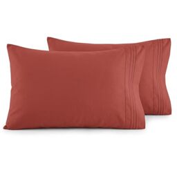 Elegant Comfort Luxury Ultra-Soft 2-Piece Pillowcase Set - 1500 Premium Hotel Quality Microfiber Double Brushed - Wrinkle Resistant, King Size, Rust