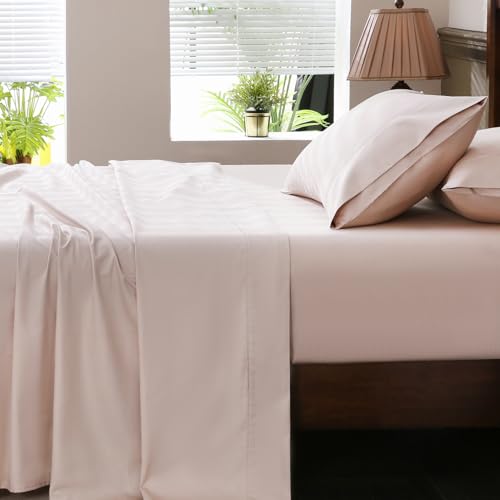Overket Extra Deep Pocket King Sheets 18-24 Inch 100% Egyptian Cotton 1000 Thread Count Sateen Weave Soft Breathable 4 Pieces???King???Dusty Pink???