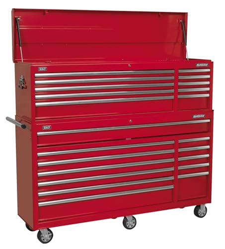 Sealey Topchest & Rollcab Combination 23 Drawer with Ball Bearing Slides - Red - AP66COMBO2