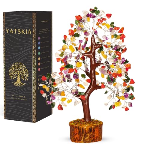 YATSKIA Mix Chakra Gemstone Tree Tree Feng Shui Bonsai for Crystal Energy Generator Chakra Balancing Reiki Healing Emf Protection Money Home Decor