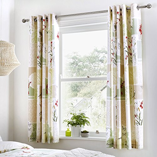 "Dreams & Drapes - Dionne - Ready Made Lined Eyelet Curtains - 66"" Width x 72"" Drop (168 x 183cm), Multicolour (Red & Green)"