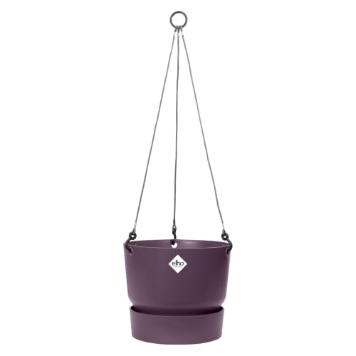 elho Greenville Hanging Basket 24 - Flower Pot for Balcony & Outdoor - 100% Recycled Plastic - ?? 23.5 x H 20.5 cm - Purple/Vintage Plum