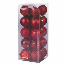 Set of 20 Assorted Christmas Baubles Diameter 6 cm Shiny Satin Glitter Santa's House