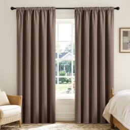 CUCRAF Blackout Curtains Room Darkening Window Curtain Panels, Rod Pocket Thermal Insulated Solid Drapes for Bedroom Living Room, Set of 2 Panels. 52 x 63 inch, Khaki