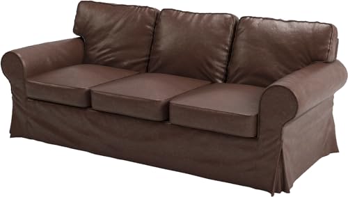 Ektorp 3 Seat Sofa Cover Replacement is Custom Made Slipcover for IKEA Ektorp Sofa Cover (New Brown PU Leather)