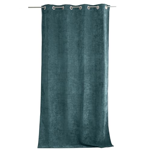 ED ENJOY HOME Thermal Blackout Curtain with Eyelets, Duck Egg Blue, 140 x 260 cm, 100% Polyester, Velour, Fleece Lining, Velvet Collection