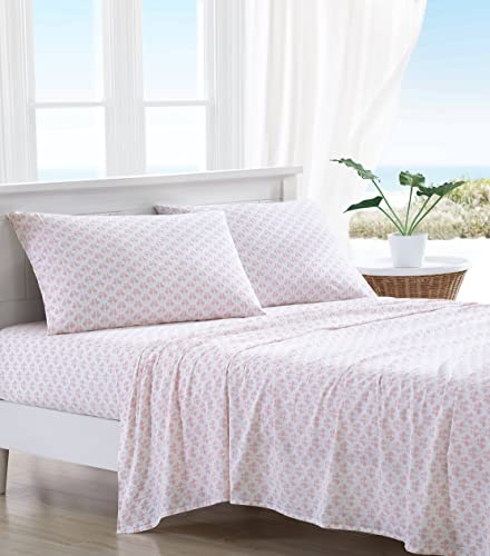 Tommy Bahama - King Sheets, Cotton Percale Bedding Set, Crisp & Cool, Stylish Home Decor (Flamingle Pink, King)