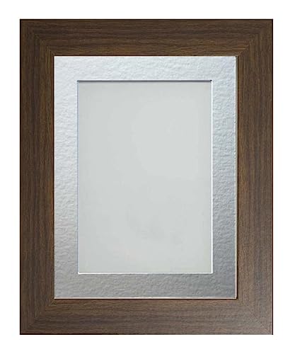 Frame Company Watson Brown Picture Photo Frame fitted with Perspex, 12x10 inch with Silver Mount for image size 9x7 inch