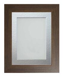 Frame Company Watson Brown Picture Photo Frame fitted with Perspex, 12x10 inch with Silver Mount for image size 9x7 inch