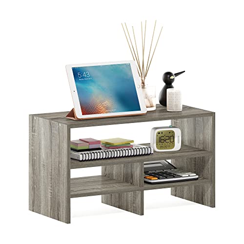 Furinno HERMITE Desk Organizers and Accessories, Office Organization, Desk Top Book Shelf, for Office Supplies, Office Desk Accessories, French Oak