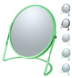 Spirella Collection Akira Standing Mirror for Vanity or Bathroom 18.4 x 10.5 x 18.4 (Reversible: 100% and x5 Magnification), Steel, Green, 18.4 x 10.5 x 18.4