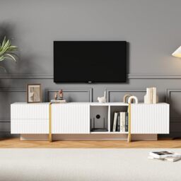 Ball & Cast TV Cabinet, High-gloss TV Unit, TV Stand Cabinet with 4 LED lighting Modes & 16 Colors, Wall Mounted/Floor Mounted, 180 * 35 * 30 cm