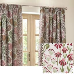 furn. Wylder Nature Ophelia Floral Jacquard Pencil Pleat Curtains - 2 Panels - Width x Drop - 117 x 137cm (46 x 54) - Redwood