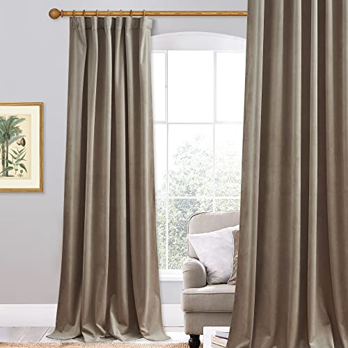 StangH, Velvet Curtains for Bedroom, Room Darkening, Privacy Curtains for Sliding Door with Back Tab, Classy Home Decor for Office, W 52 x L 84 Inch, 1 Panel, Camel Beige