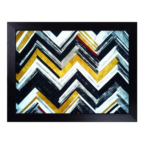 Lap Tray with Bean Bag Cushion, Chevron Pattern - Handmade in the UK, Raised Wooden Edge, Padded Cushion, Heat-Resistant Wipe-Clean Surface, for Meals, Laptops and Crafts