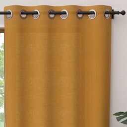 Soleil d'ochre Panama Curtain with Eyelets 135 x 250 cm Pure Cotton Mustard