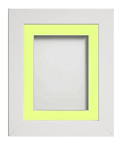 Frame Company Watson White Picture Photo Frame fitted with Perspex, 12x10 inch with Lemon Bon Bon Mount for image size 7x5 inch