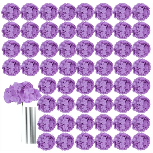 AVIVIHO 65pcs Lavender Fake Flowers Hydrangea Artificial Flowers Bulk Realistic Hydrangeas Silk Flowers with Stems for Home Weddings,Table Centerpieces,Party Arch,Florals Bouquets Decorations
