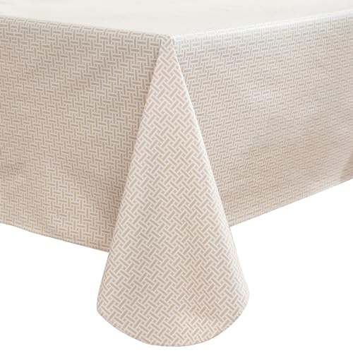 Heavy Duty Vinyl Tablecloth with Flannel Backing Waterproof Oil-Proof Plastic Table Cloth Stain-Resistant Wipeable Rectangle or Square Table Cover for Indoor and Outdoor (Weaving, 54X54 Inch)