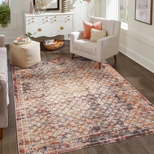 Rugs by Desire Aress Modern Living Room Rug Washable Polypropylene Area Rug with 2mm Cut Pile and Cotton Backing Stylish Low-Pile Indoor Carpet for Bedroom - Hallway, Multi Colour-Lattice, 120x170 cm