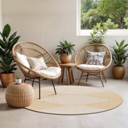 Livabliss Dolly Sevilla Indoor Outdoor Round – 160 cm, Mustard & Ivory