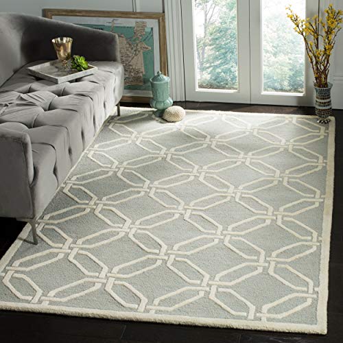 Safavieh Modern Indoor Hand Tufted Rectangle Area Rug, Cambridge Collection, CAM311, in Light Grey / Ivory, 122 X 183 cm for Living Room, Bedroom or Any Indoor Space